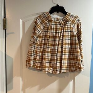 Girls Tahari Plaid Shirt with Bow Accent and Matching Headband